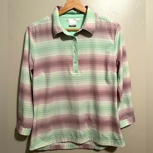 NIKE Golf Dri-Fit Top Green White Striped